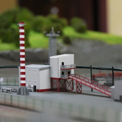 factory scale model with utilities and safety zones