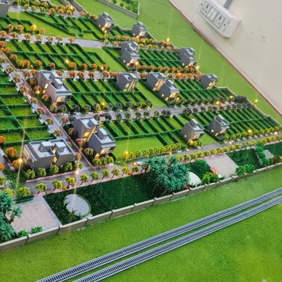 Luxury villa scale model miniature home with lighting effects