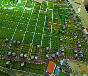 Real estate layout model with parks and road networks
