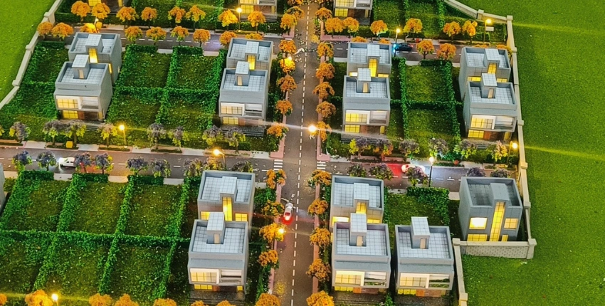 Villa scale model with landscaping and pool by Bharath Models